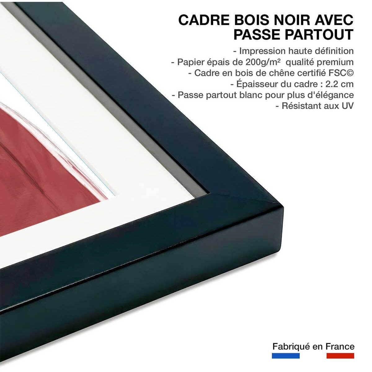 Affiche enfant lion  Affiche + cadre en bois - Noir