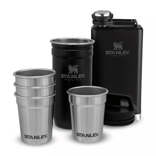 Pre-Party Shot Glass + Flask Set - Matte Black Pebble
