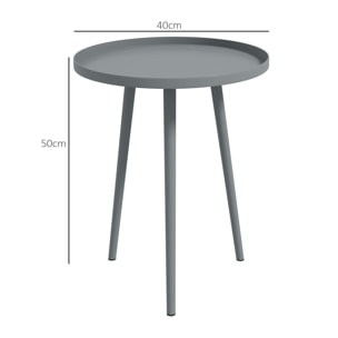 Table basse de jardin d'appoint design scandinave Ø 40 x 50H cm acier époxy gris