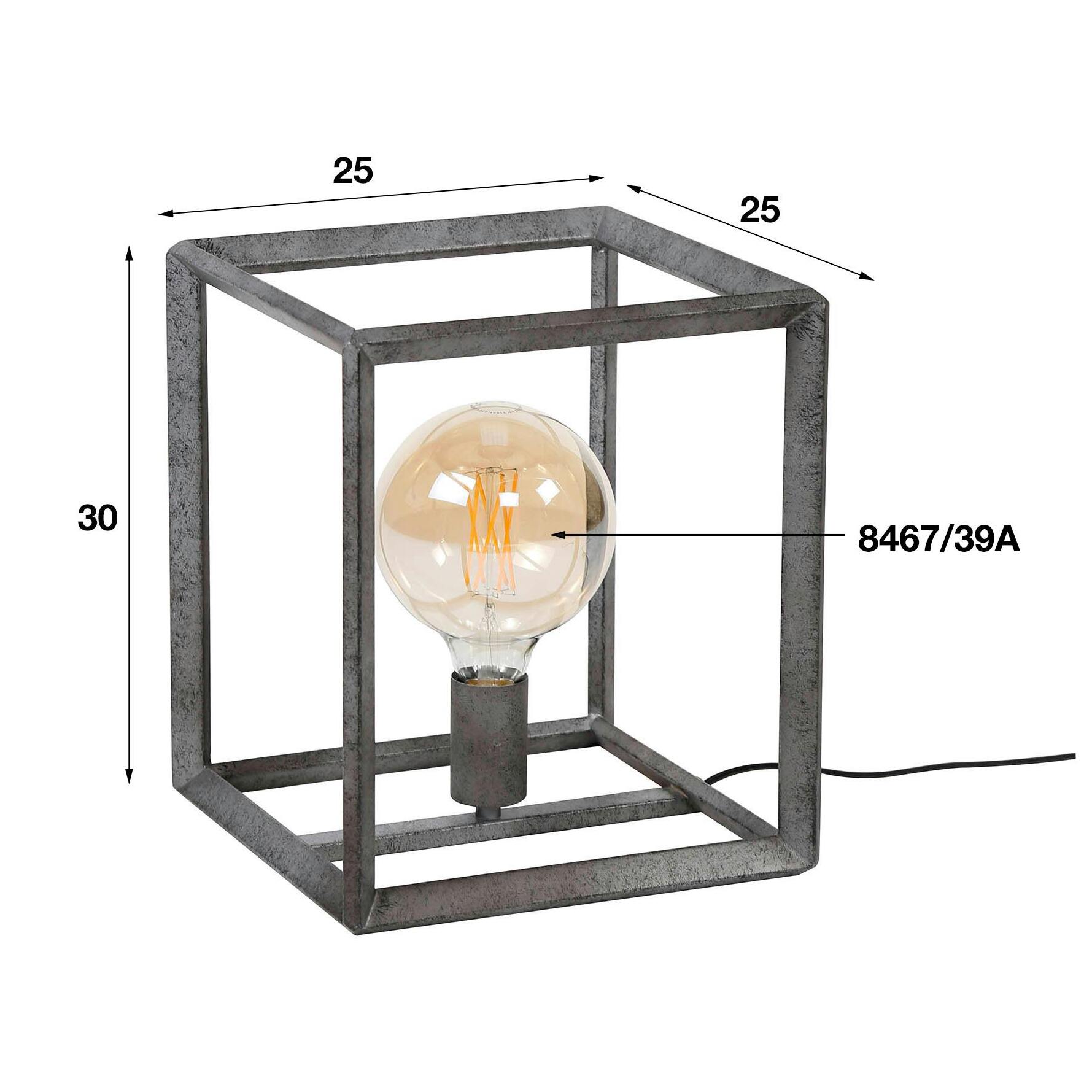 Cube lumineux industriel finition argent vieilli RALF