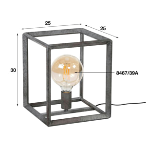 Cube lumineux industriel finition argent vieilli RALF