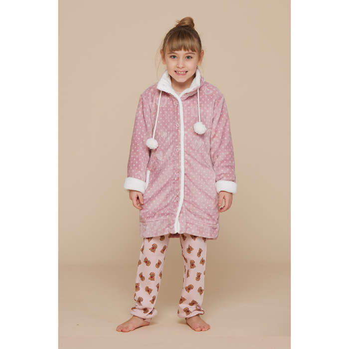 Vestaglia bambina mela coral fleece Noidinotte