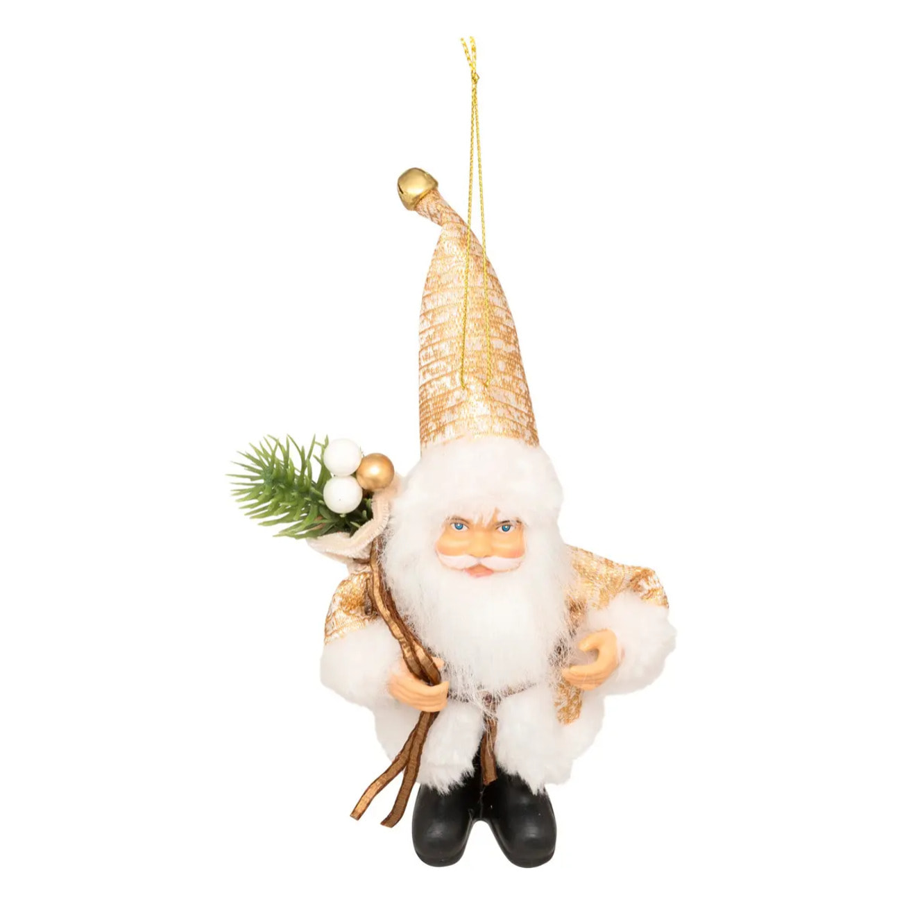 Sujet Père Noël cadeau H.13cm doré