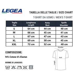 3 T-Shirt Uomo LEGEA Cotone Bielastico Art. 850 Scollo V Assortito