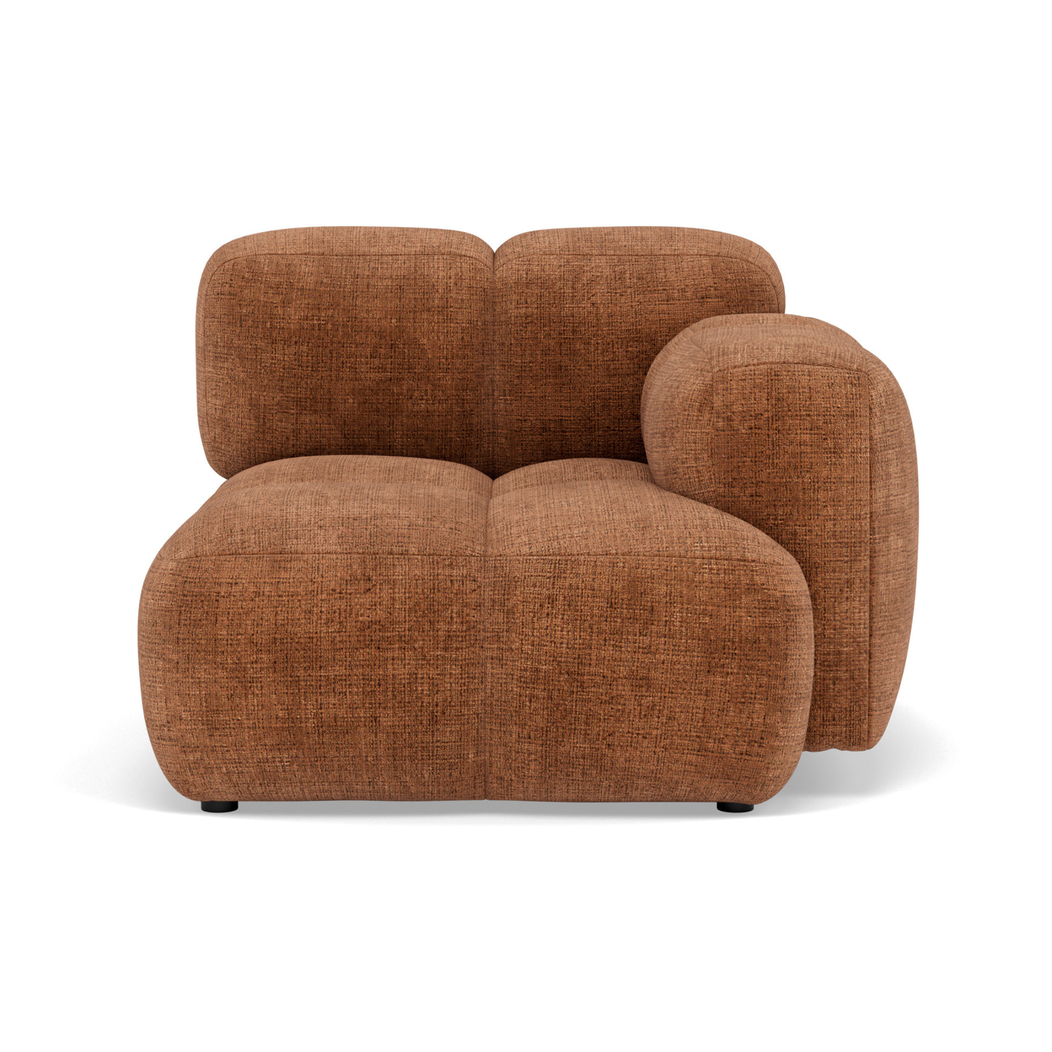 Grace - module d'assise droit en velours texturé - Rouille