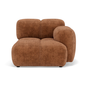 Grace - module d'assise droit en velours texturé - Rouille