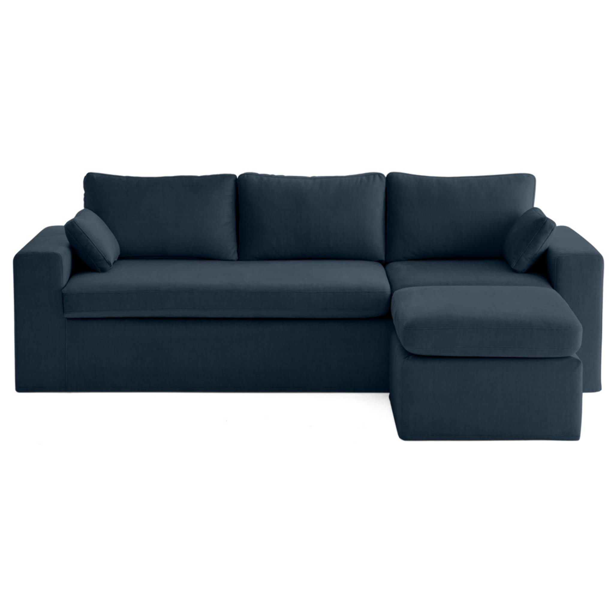 Housses en velours pour canapé Calgary d'angle 3 places + 1 pouf - Bleu