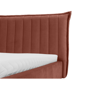 Esmee - lit coffre - 160x200 cm - en velours - sommier inclus - Terracotta