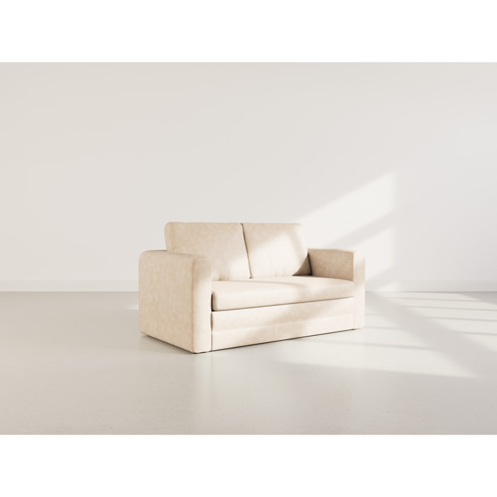 Marilia - canapé 2 places convertible déplimousse en simili - Beige