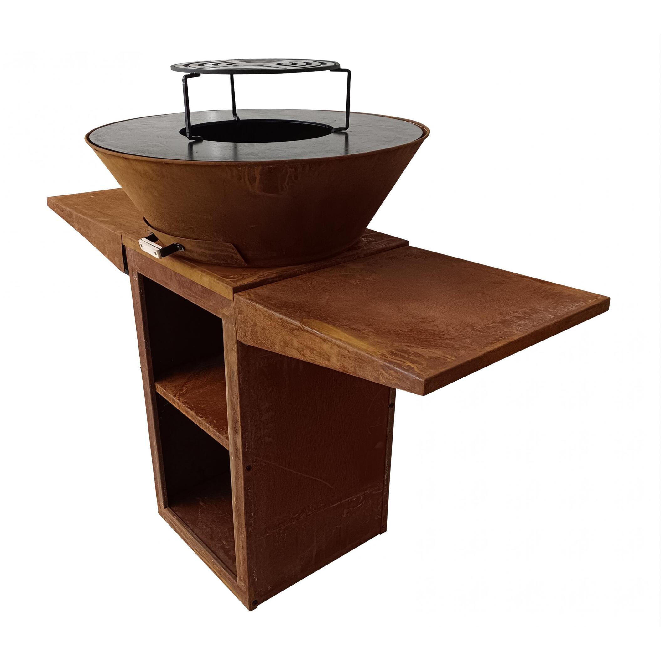 Barbecue avec plaque ronde, grill et support