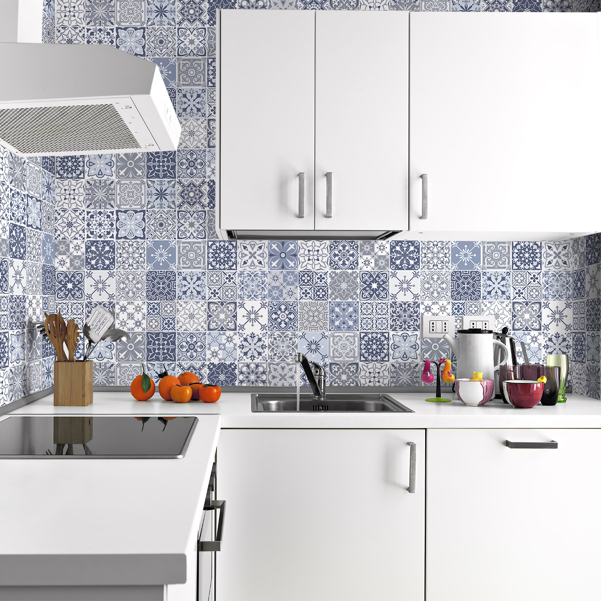Stickers muraux - Sticker Mural Carrelage adhésif Cuisine Salle de Bain - 60 STICKERS CARRELAGES AZULEJOS DRACIANA