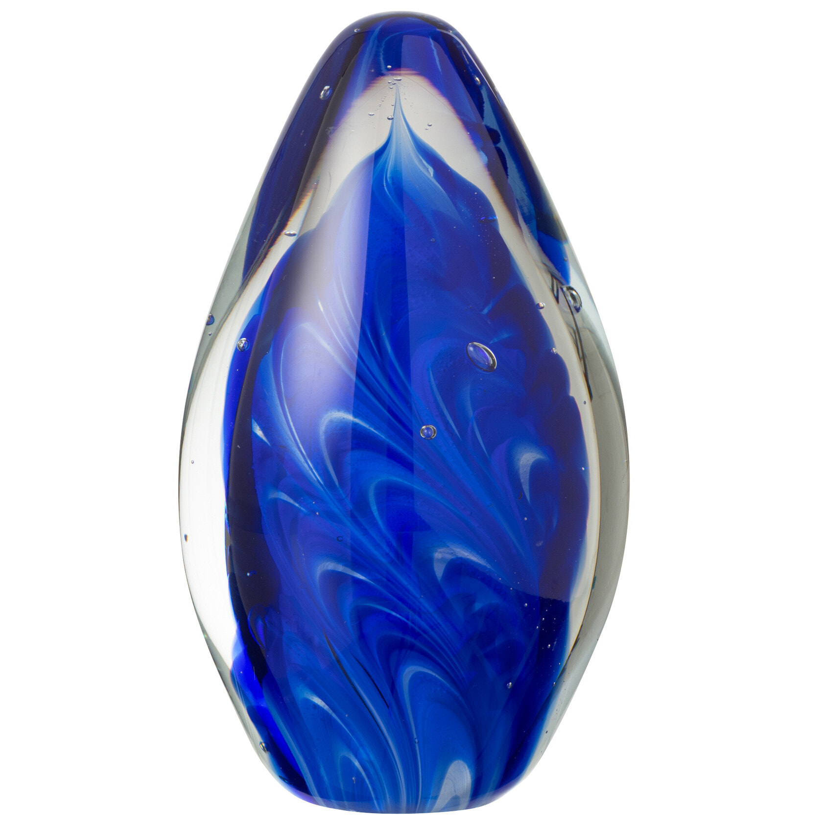 J-Line presse-papier Polypus Oval - verre - transparent/bleu - large