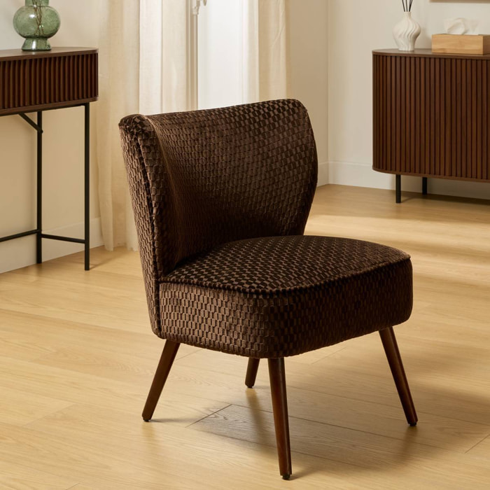 Fauteuil Chiara velours H.80cm marron