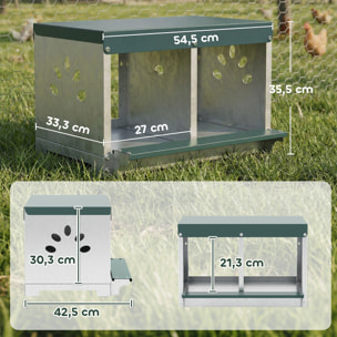 Pondoir 2 compartiments - pondoir métal - acier galvanisé gris vert