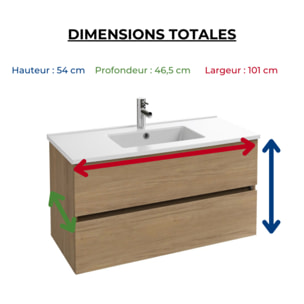 Meuble vasque Tolbiac chêne + miroir led