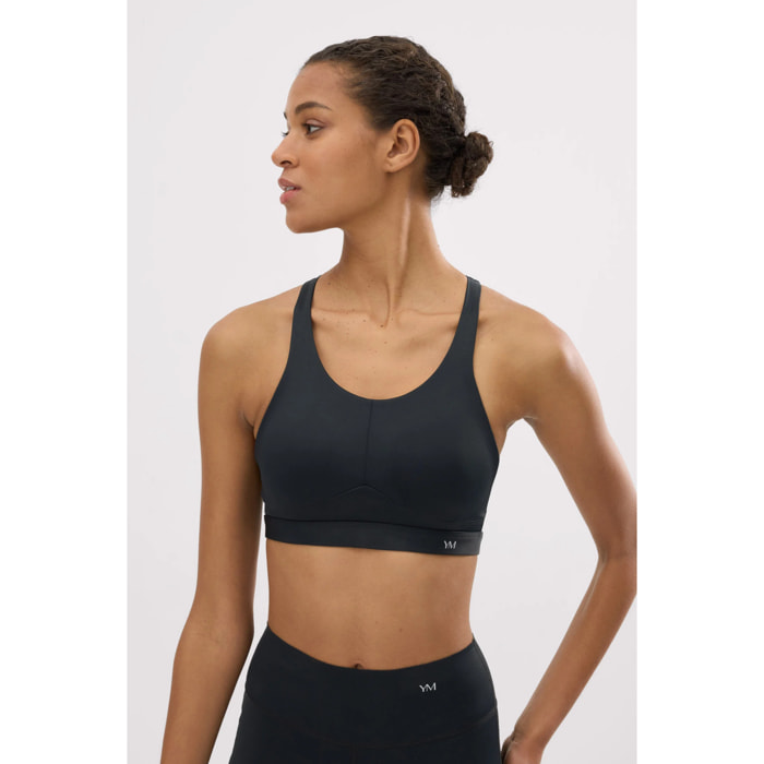 Reggiseno sportivo ad alto sostegno con spalline regolabili in nero