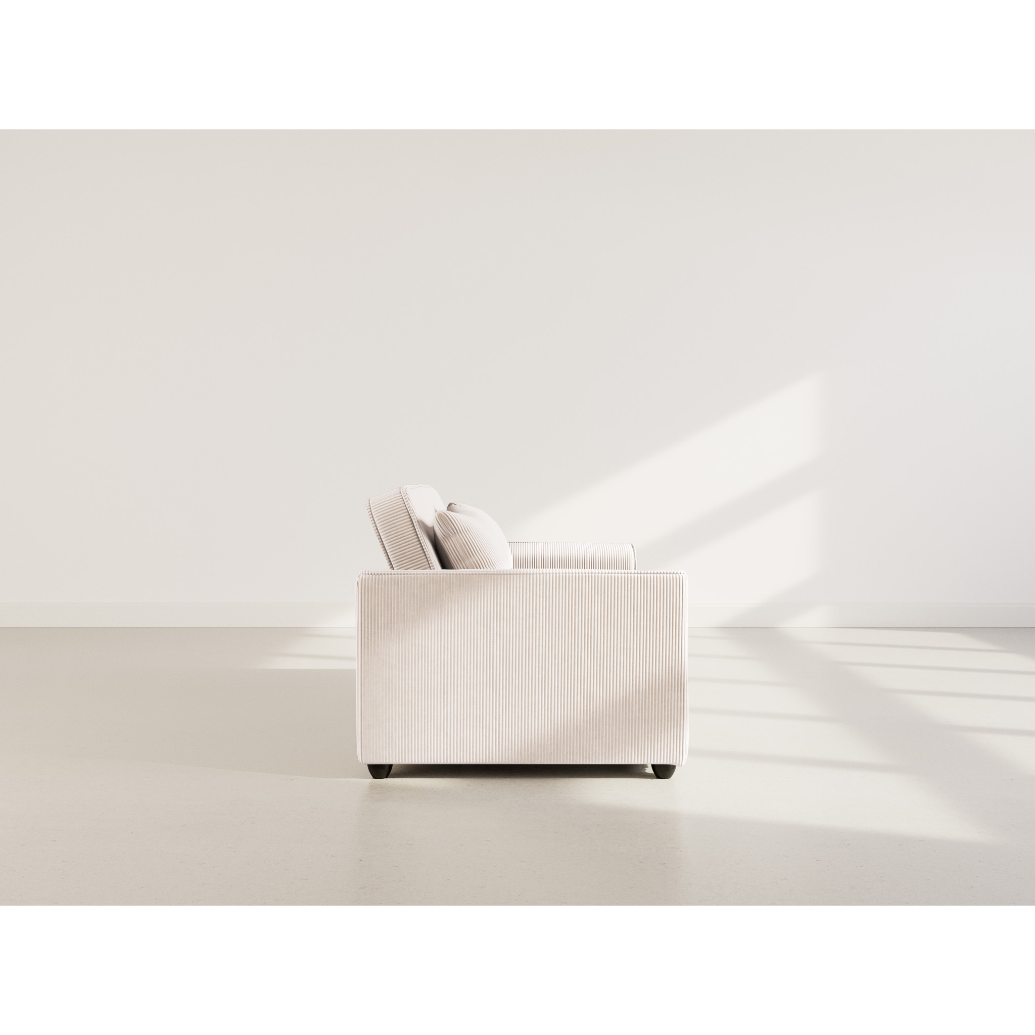 Ernest - Canapé droit 2 places convertible en velours côtelé - Beige