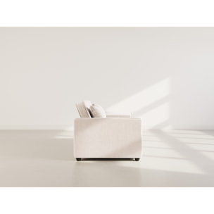 Ernest - Canapé droit 2 places convertible en velours côtelé - Beige