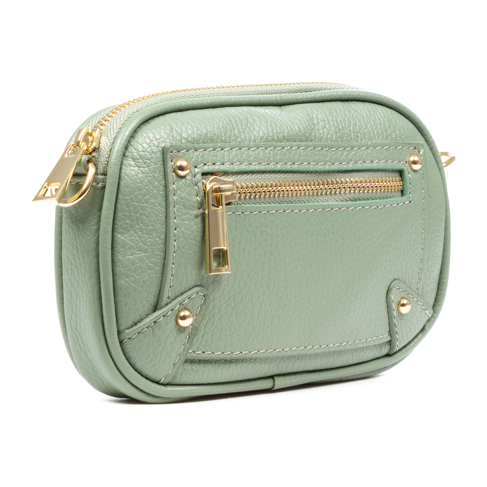 Asola bolso bandolera, de piel auténtica acabado dollaro.