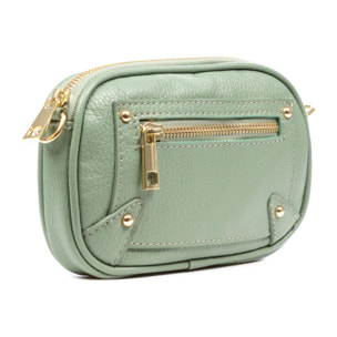 Asola bolso bandolera, de piel auténtica acabado dollaro.