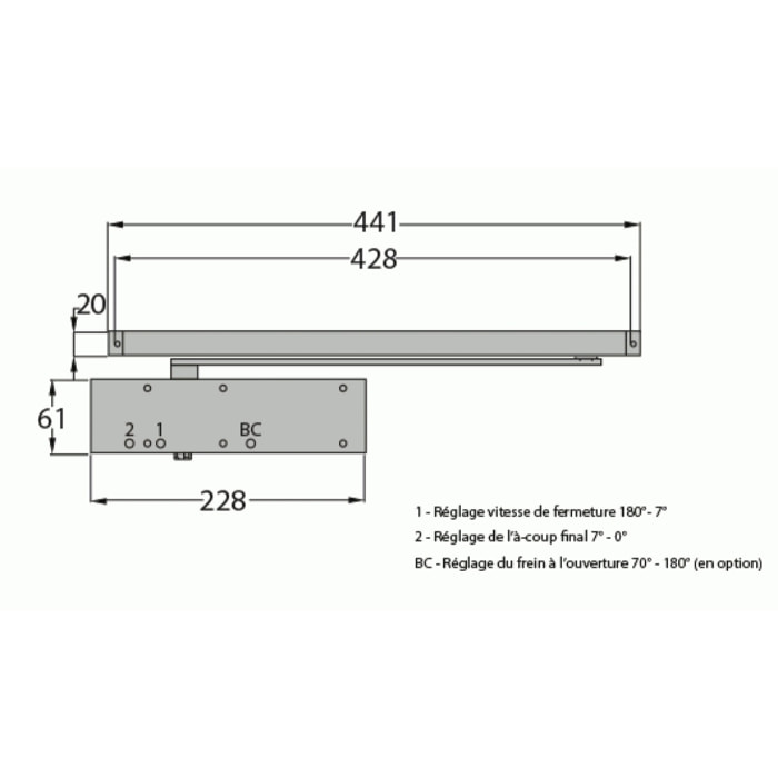 Ferme-porte GROOM 3400 - Bras anti-vandalisme - Blanc 9016 - GR340510