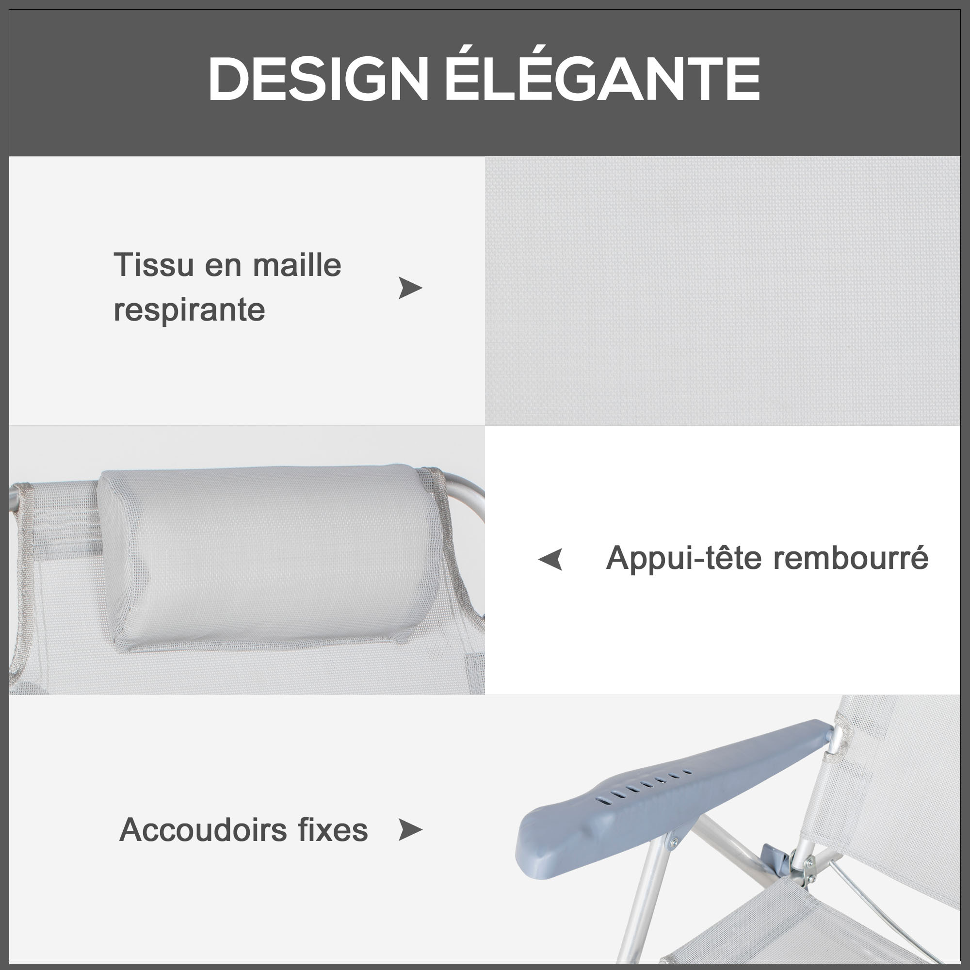 Lot de 2 chaises de jardin camping plage pliables tétière dossier inclinable 6 niv. alu. teslin bleu turquoise