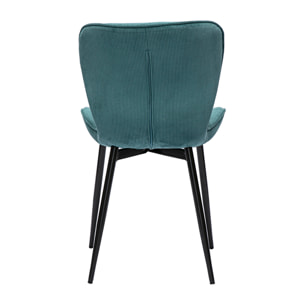 Chaises design en tissu velours côtelé bleu canard et métal noir (lot de 2) ADDICT