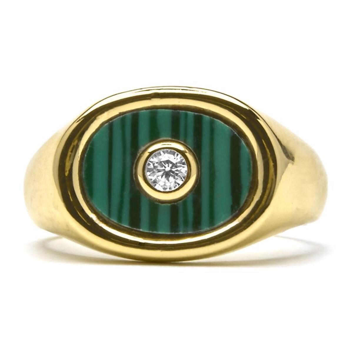 Anillo con Malaquita acabado oro 18k