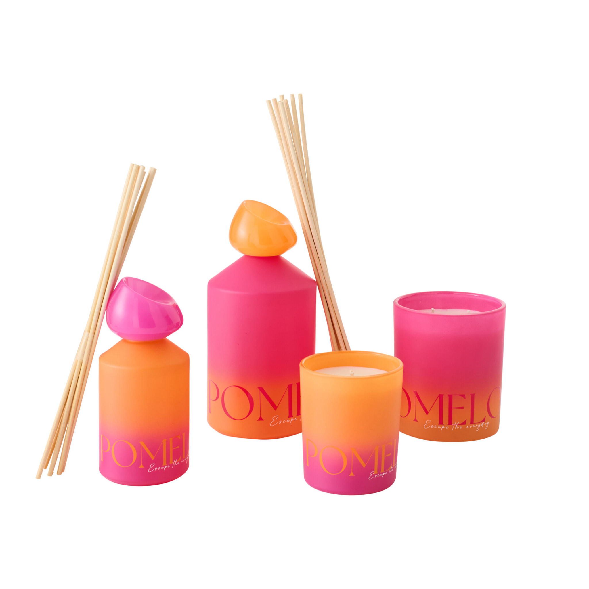 J-Line Bâtonnets parfumés Oasis Solvant - Summer In The Air -verre - orange/rose - large