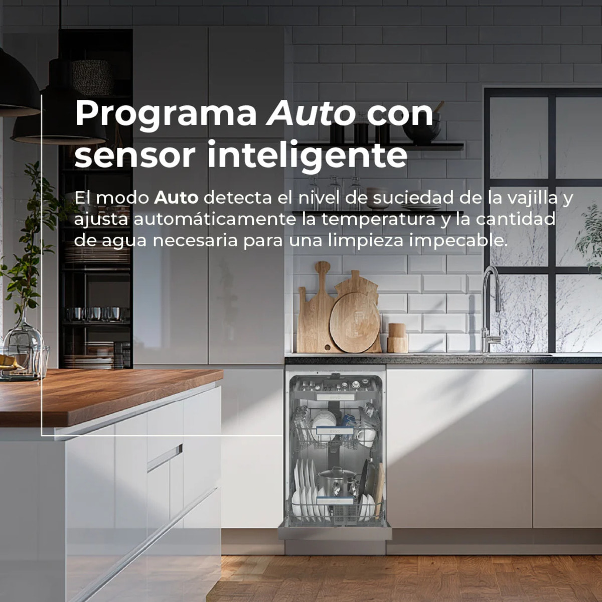 EVVO D4X Slim Lavavajillas 45cm Libre Instalación 11 Cubiertos 8 Programas Clase C