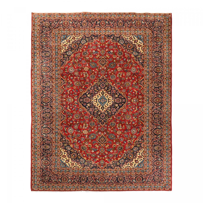 Athentique tapis persan Kashan de grandes dimensions, pièce unique, noué à la main en laine