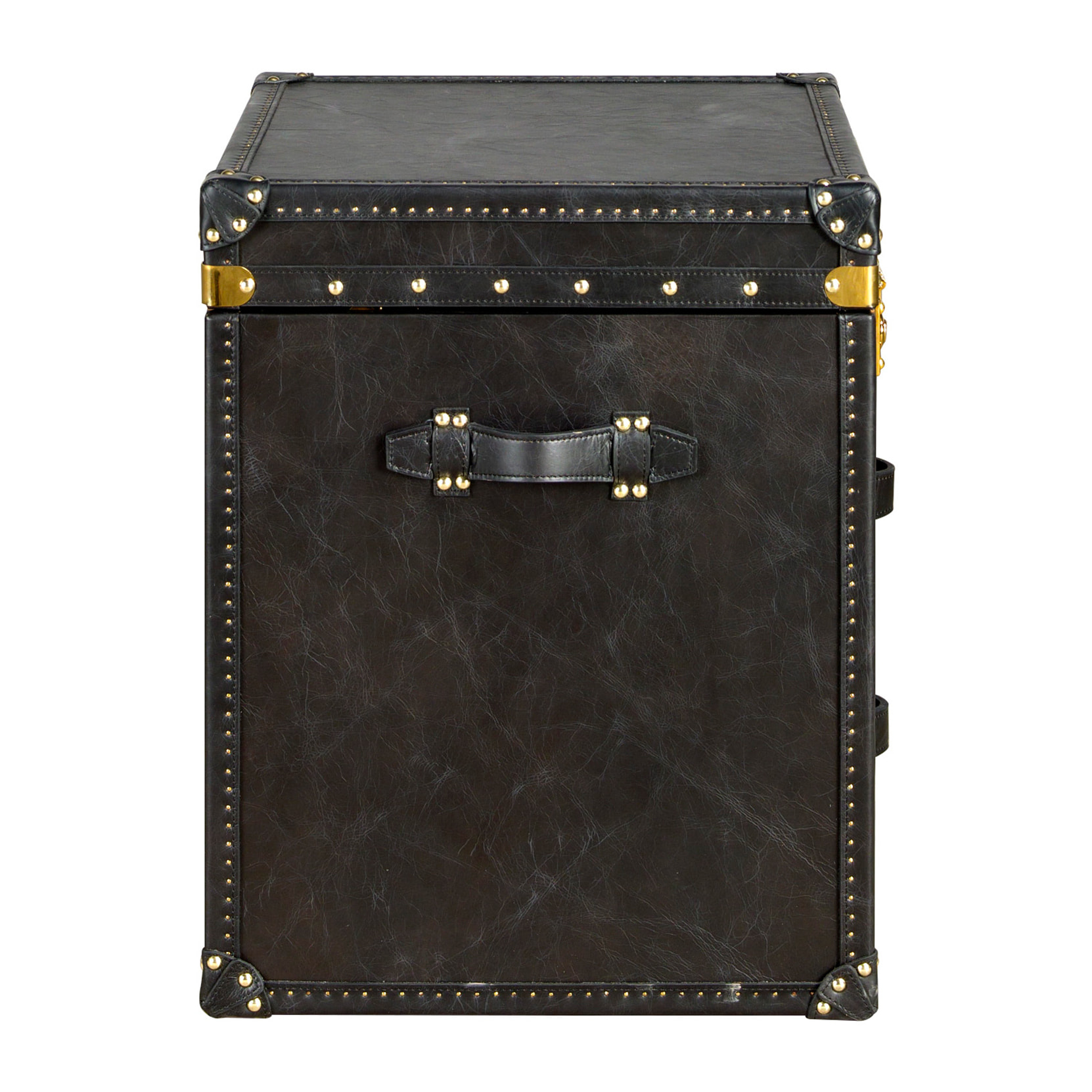 Baúl Angel Cerdá con estructura de madera MDF tapizada en piel de origen vacuno en negro 55x50x62cm