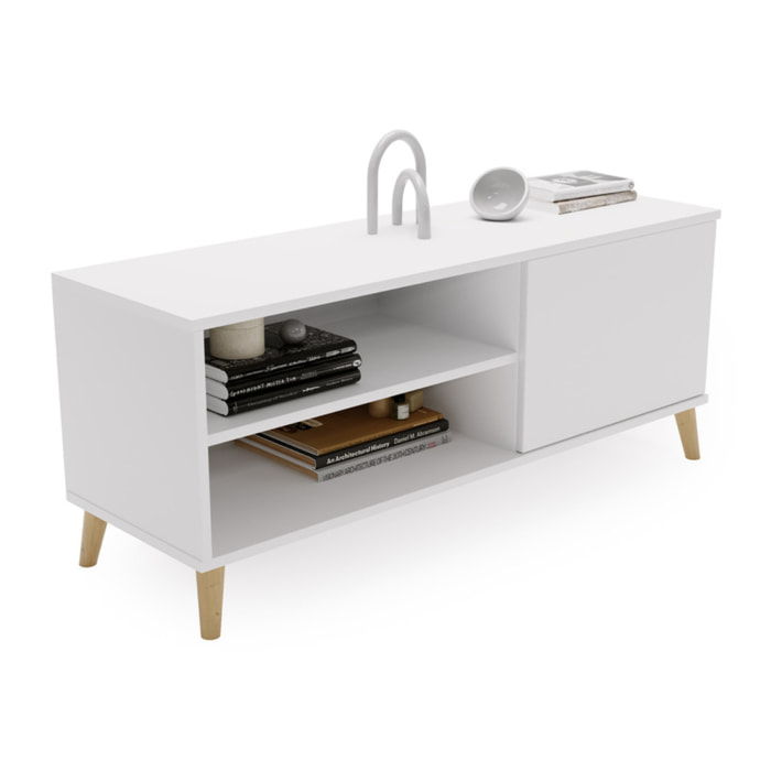 Mobile TV VIVA 110 cm bianco con gambe in legno