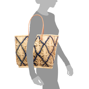Vigonovo bolso shopper mujer. Fabricado en rafia y paja, con asas de cuero.