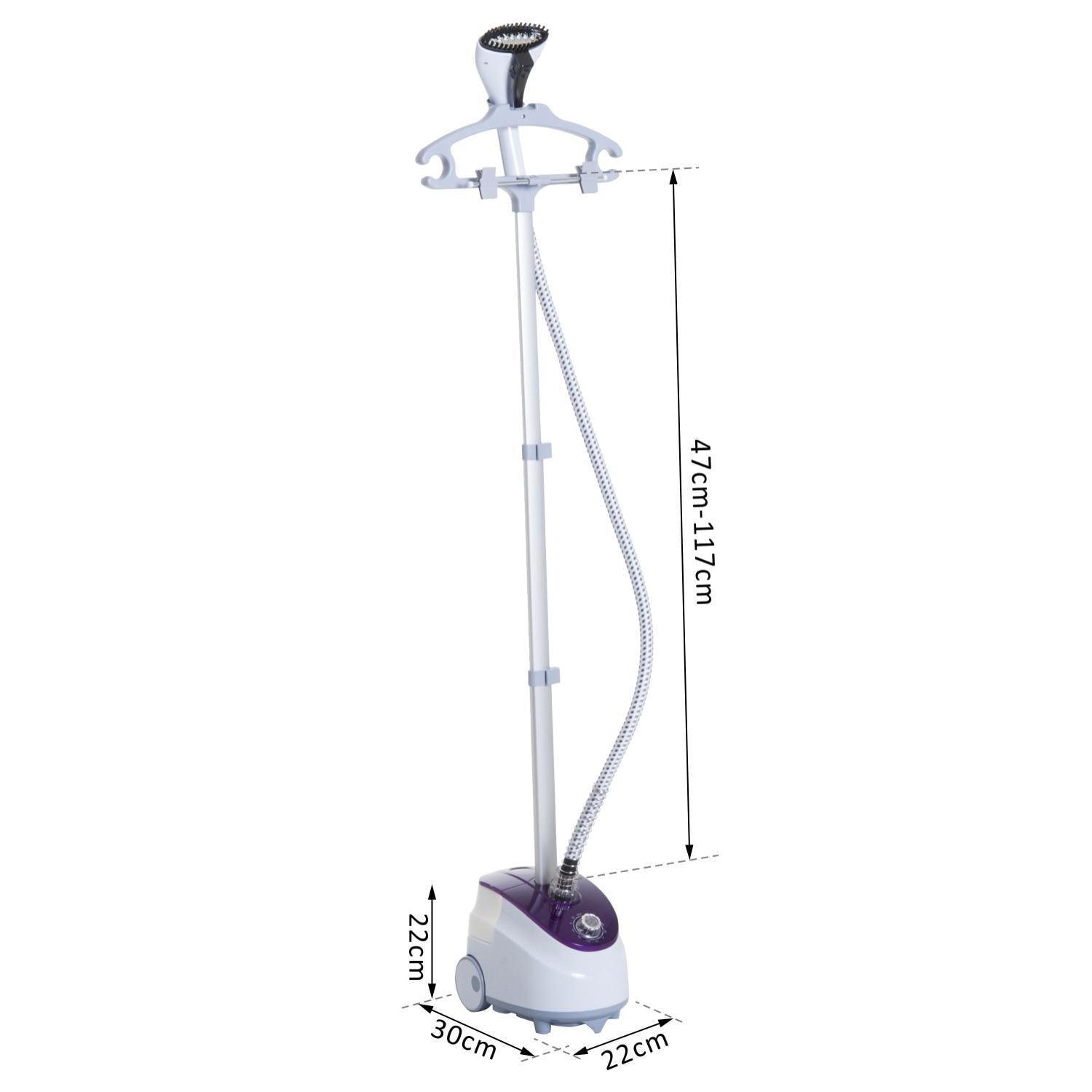 HOMCOM Défroisseur vapeur vertical défroisseur à vêtements 1,8 L 1800 W débit vapeur 30g/min tige telescopique blanc violet