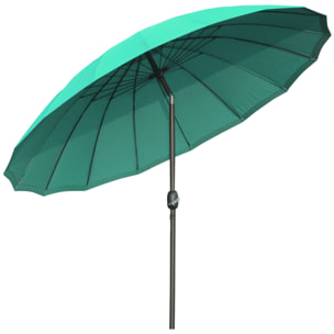 Sombrilla Terraza Exterior Ø250 cm Sombrilla de Jardín con Ángulo Inclinable y Manivela Impermeable Parasol para Patio Terraza Verde