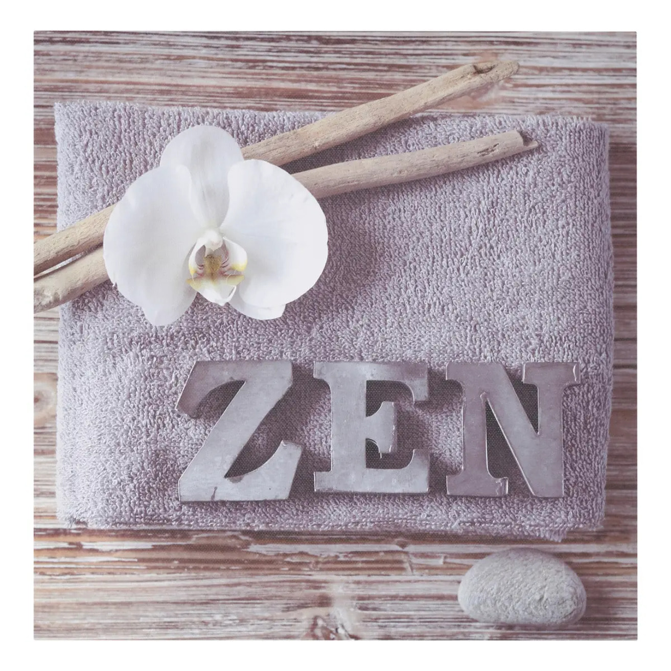 Toile imprimée "Fleurs" - bois - 28x28 cm