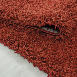 Tapis poils longs shaggy tissé motif uni ROCA
