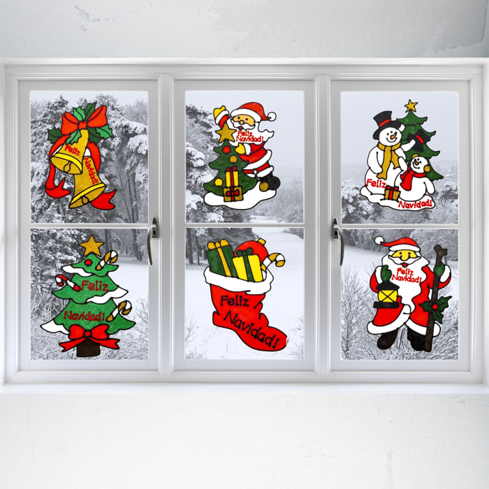 DAM  Confezione da 4 adesivi per finestre in gel, 30x20 cm. Disegni assortiti. 30x0,5x20 centimetri. Colore: multicolore