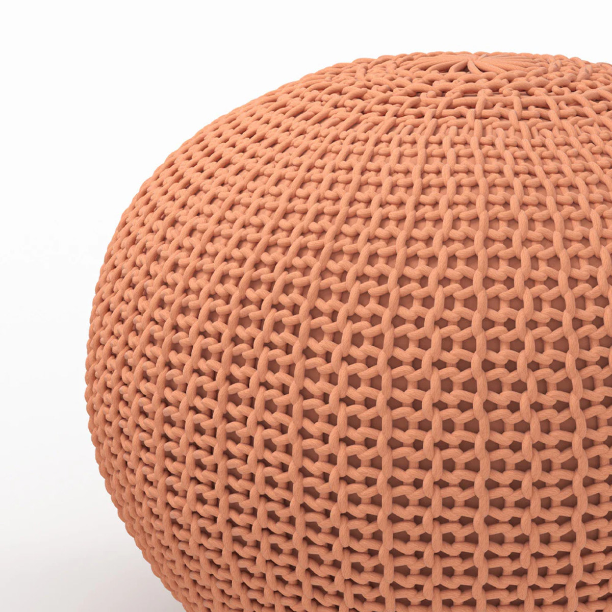 Pouf tricot rond rose poudré D40 cm - Elisa