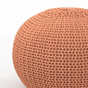 Pouf tricot rond rose poudré D40 cm - Elisa