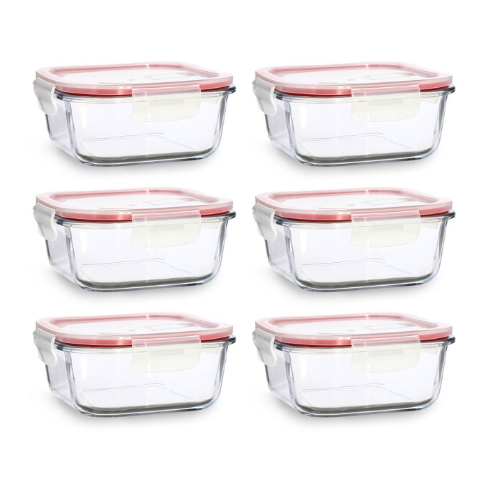 Lot de 6 boîtes hermétiques 800ml en verre CLEMENTINE
