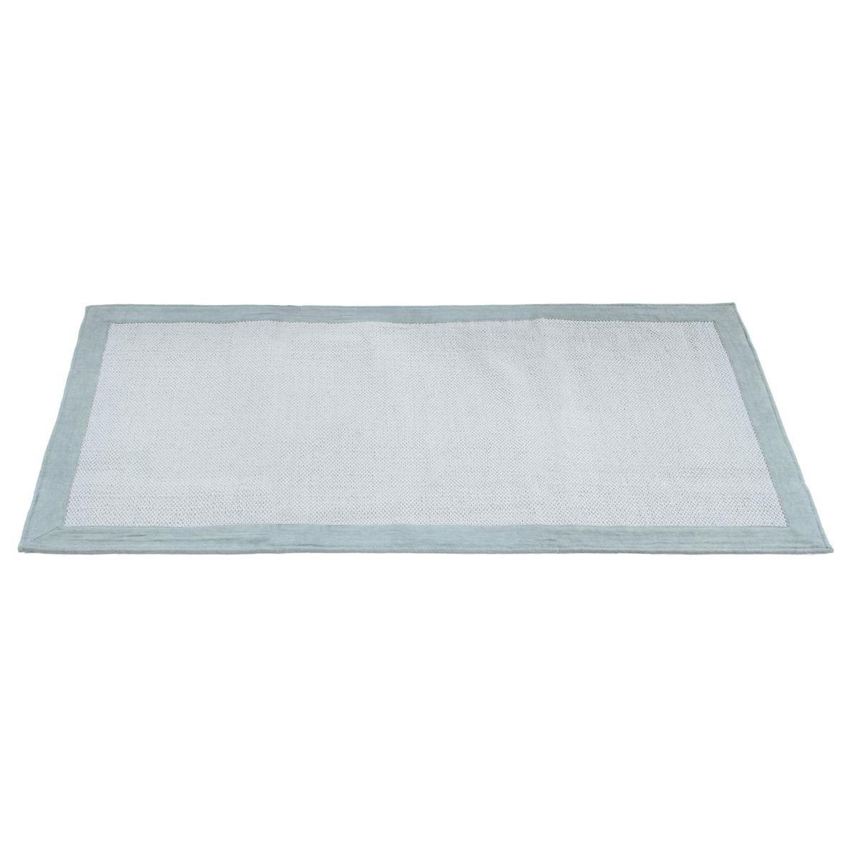 Tapis de couloir en coton bleu perle 60 x 200 cm ASTER