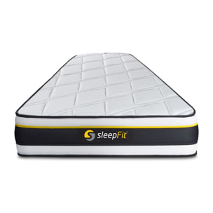 Ensemble - Matelas Mousse haute densitée avec micro-cellules d'air 19cm d'épaisseur - 7 zones de confort - Confort très ferme - Sommier tapissier en kit - 1 place