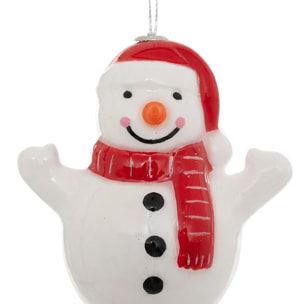 Sujet bonhomme de neige papier H.12cm blanc