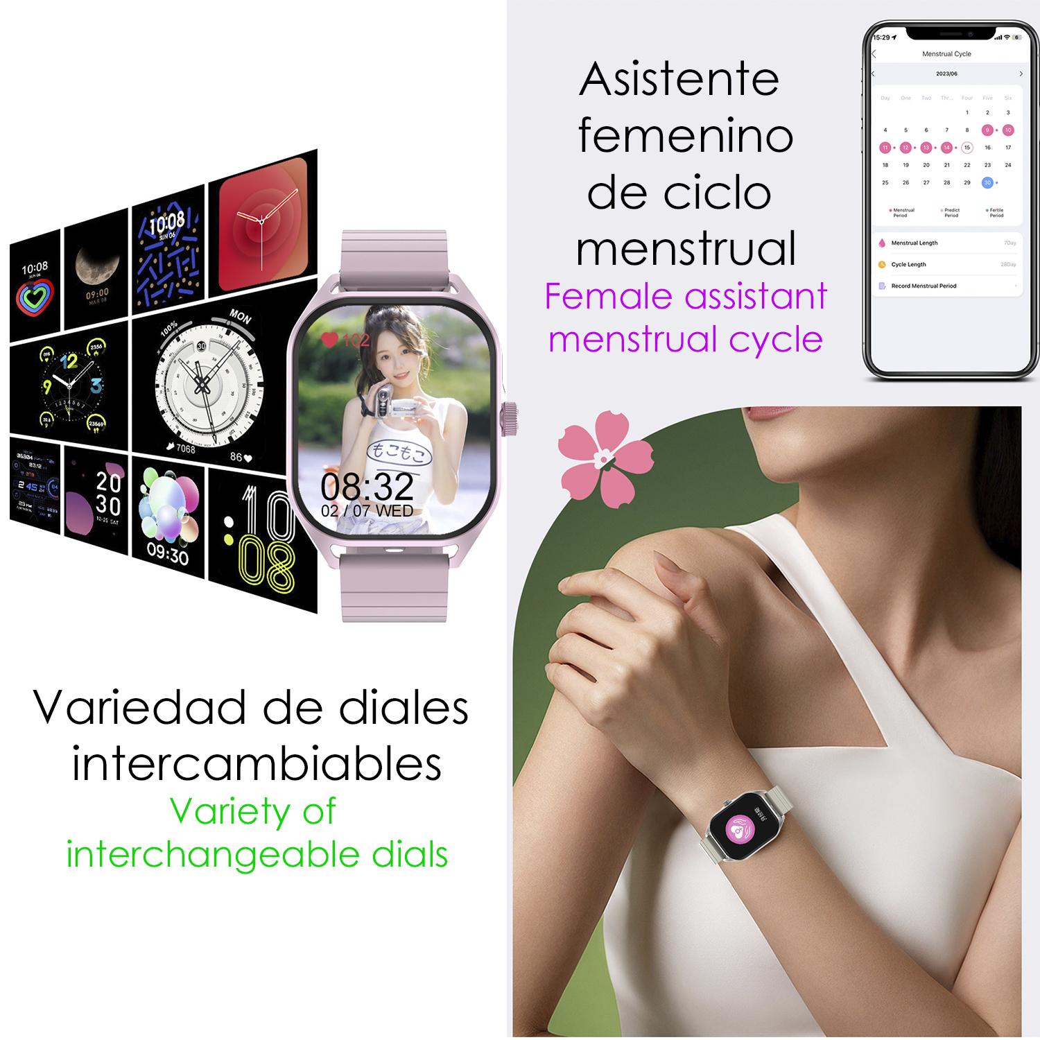 Smartwatch DT99 con schermo AMOLED da 2,04''. Monitoraggio della salute, oltre 150 modalità sportive, notifiche, accesso all'assistente vocale.