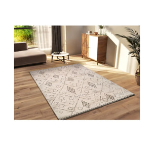 CERES Alfombra étnica de pelo corto crema, varias medidas disponibles.