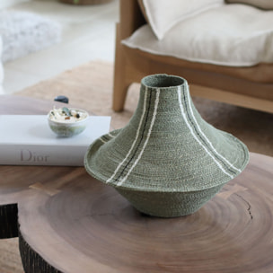Vase en jonc de mer vert h31cm OULAD