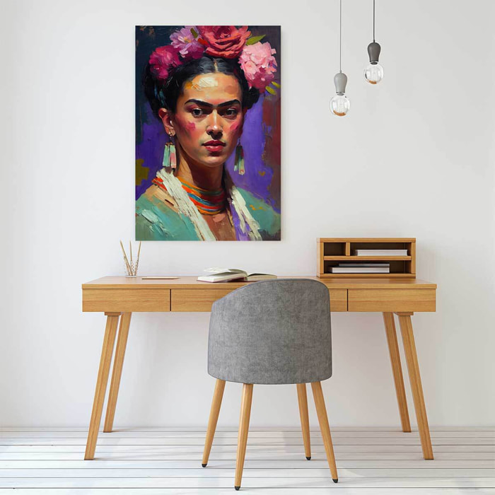 Tableau de fleurs portrait de frida  Tableau alu Dibond