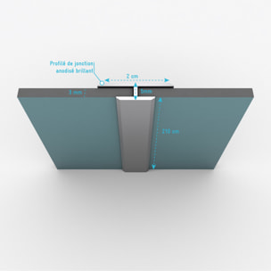 Profilé de jonction en Aluminium Finition Anodisé Brillant pour Panneaux Muraux - 20x5x2100 mm